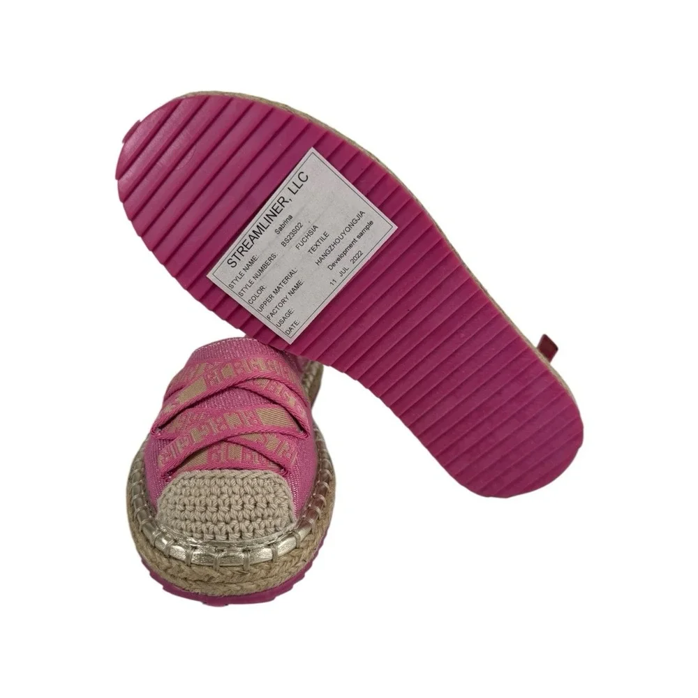 BCBG Girls pink glittery espadrille flat sandal Size 13 M